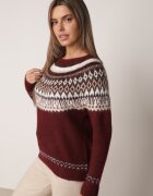 j&x Pulover din lână și bumbac cu model norvegian Asames Bordo