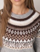 j&x Pulover din lână și bumbac cu model norvegian Asames Gri
