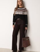 j&x Pulover din lână și bumbac cu model norvegian Asames Negru