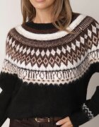 j&x Pulover din lână și bumbac cu model norvegian Asames Negru