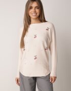 j&x Pulover din viscoză cu cireașe și zirconii Patin Bej Bej