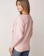 j&x Pulover din viscoză cu cireașe și zirconii Patin Bej Roz