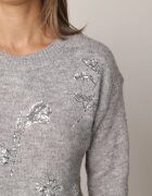 j&x Pulover elegant cu lână decorat cu paiete Querrida Gri