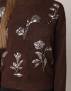 j&x Pulover elegant cu lână decorat cu paiete Querrida Maro