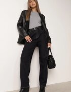 j&x Pulover elegant din viscoză cu croială de bluză cu mânecă scurtă Euim Gri
