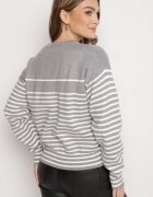 j&x Pulover Gri cu Bumbac în Dungi cu Inscripție Brodată Zeanista