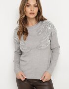 j&x Pulover Gri deschis cu bumbac Decorat cu paiete Leanelwen