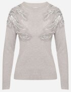 j&x Pulover Gri deschis cu bumbac Decorat cu paiete Leanelwen