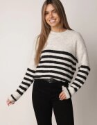 j&x Pulover lejer în dungi orizontale cu manșete și tiv din lână Borianna Bej