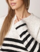 j&x Pulover lejer în dungi orizontale cu manșete și tiv din lână Borianna Bej
