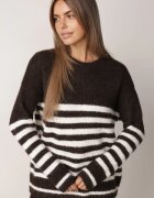 j&x Pulover lejer în dungi orizontale cu manșete și tiv din lână Borianna Maro