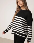 j&x Pulover lejer în dungi orizontale cu manșete și tiv din lână Borianna Negru