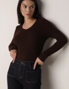 j&x Pulover Maro Mulat din tricot reiat cu bumbac cu decolteu în V Tesma