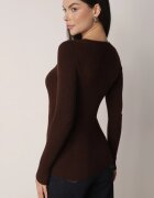 j&x Pulover Maro Mulat din tricot reiat cu bumbac cu decolteu în V Tesma