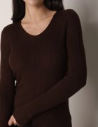 j&x Pulover Maro Mulat din tricot reiat cu bumbac cu decolteu în V Tesma