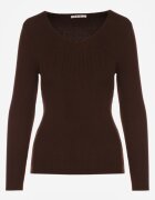 j&x Pulover Maro Mulat din tricot reiat cu bumbac cu decolteu în V Tesma