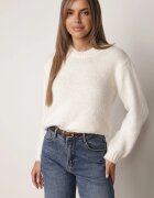 j&x Pulover melanj cu lână bumbac și manșetă largă Indirra Bej deschis