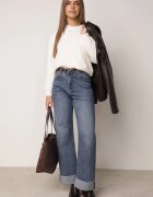 j&x Pulover melanj cu lână bumbac și manșetă largă Indirra Bej deschis