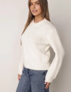 j&x Pulover melanj cu lână bumbac și manșetă largă Indirra Bej deschis