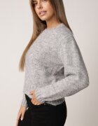j&x Pulover melanj cu lână bumbac și manșetă largă Indirra Gri deschis