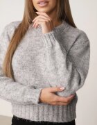 j&x Pulover melanj cu lână bumbac și manșetă largă Indirra Gri deschis