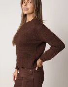 j&x Pulover melanj cu lână bumbac și manșetă largă Indirra Maro