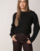 j&x Pulover melanj cu lână bumbac și manșetă largă Indirra Negru
