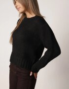 j&x Pulover melanj cu lână bumbac și manșetă largă Indirra Negru