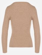 j&x Pulover Mulat Bej închis din tricot reiat cu bumbac cu decolteu în V Tesma