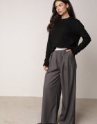 j&x Pulover Negru Casual cu Lână și Bumbac Nedalla
