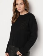 j&x Pulover Negru cu Croială Dreaptă cu Buzunar Decorativ Seaviraen