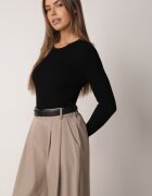 j&x Pulover Negru cu Decolteu Rotund Reiat Umame