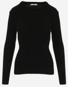 j&x Pulover Negru cu Decolteu Rotund Reiat Umame