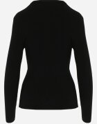 j&x Pulover Negru cu Decolteu Rotund Reiat Umame