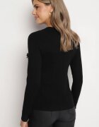 j&x Pulover Negru cu Inserții Dantelate cu Bumbac Deriera