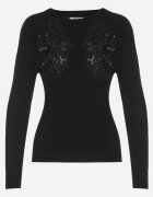 j&x Pulover Negru cu Inserții Dantelate cu Bumbac Deriera