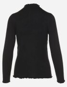 j&x Pulover Negru cu Lână și Volănaș Decorativ la Decolteu Seanoria