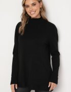 j&x Pulover Negru cu semiguler din bumbac și buzunar stil cangur Emirielia