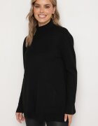 j&x Pulover Negru cu semiguler din bumbac și buzunar stil cangur Emirielia
