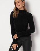 j&x Pulover Negru Din lână Reiat Cu fir lung Aryndra
