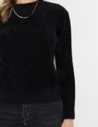 j&x Pulover negru pufos din lână Helmintts