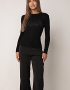 j&x Pulover Negru Reiat cu Zirconii Romivra