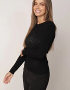 j&x Pulover Negru Reiat cu Zirconii Romivra
