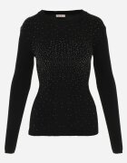j&x Pulover Negru Reiat cu Zirconii Romivra