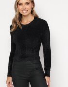 j&x Pulover Negru Scurt Pufos Dindra