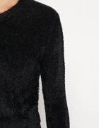 j&x Pulover Negru Scurt Pufos Dindra