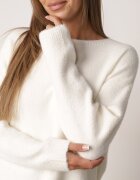 j&x Pulover oversize din lână și bumbac în stil minimalist Azrele Bej deschis