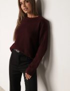 j&x Pulover oversize din lână și bumbac în stil minimalist Azrele Bordo