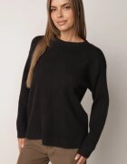 j&x Pulover oversize din lână și bumbac în stil minimalist Azrele Negru