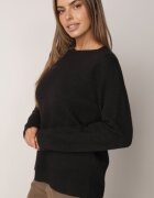 j&x Pulover oversize din lână și bumbac în stil minimalist Azrele Negru